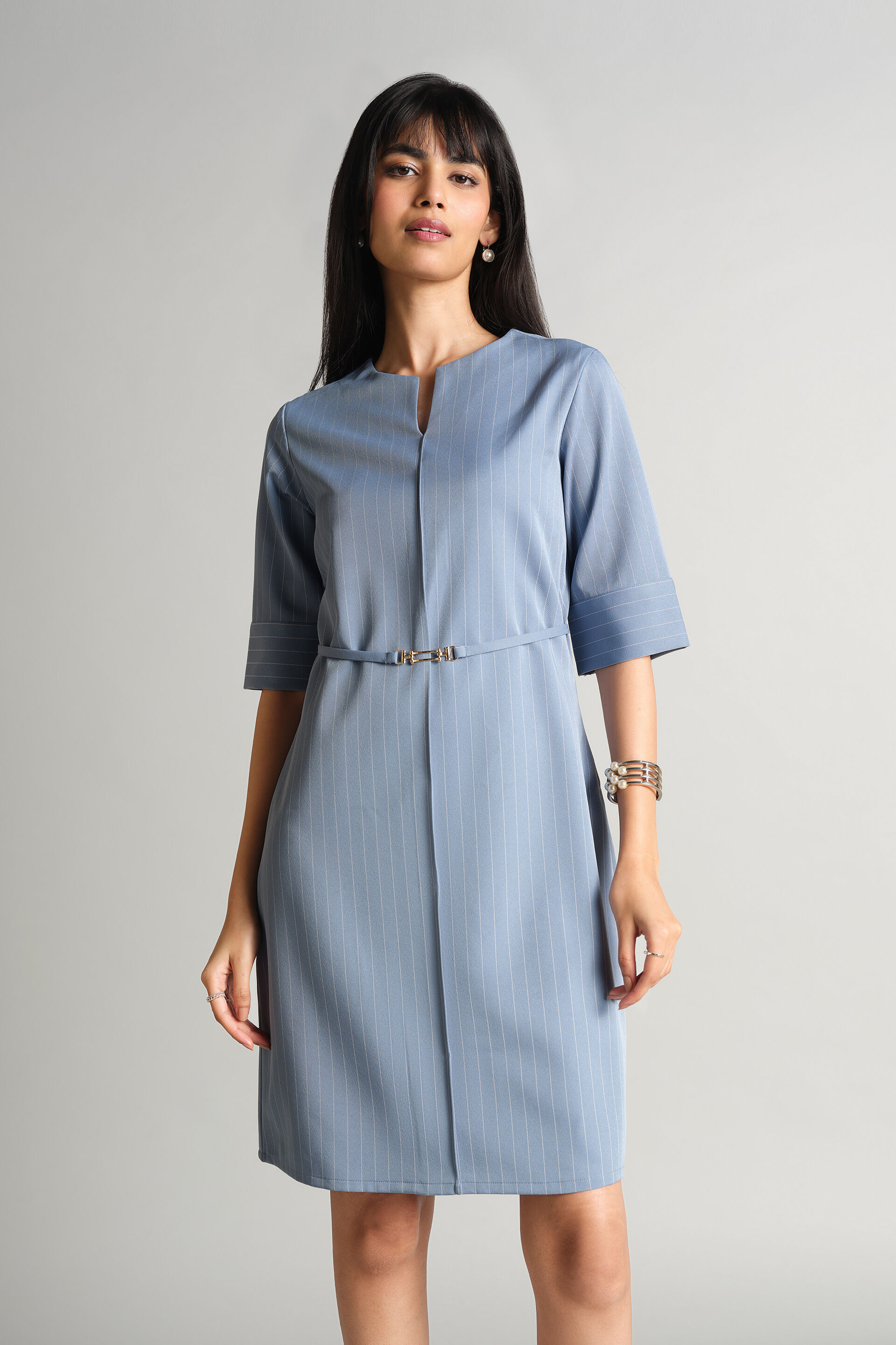 Light Blue Stripes Dress, Light Blue, image 3